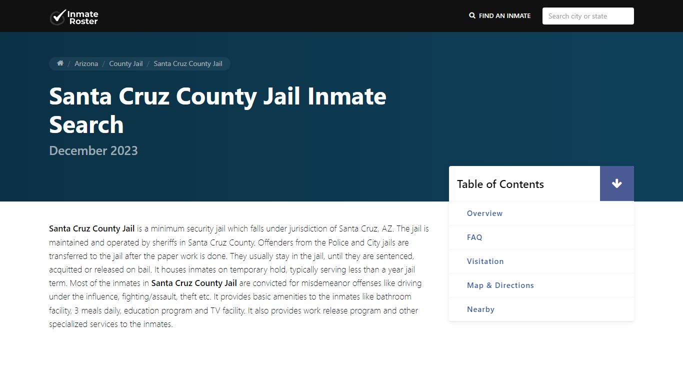 Inmate Search | Santa Cruz County Jail - Nogales, AZ