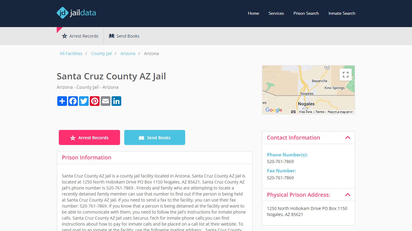 Santa Cruz County AZ Jail Inmate Search and Prisoner Info - Nogales, AZ